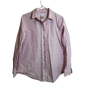 Lizwear‎ Liz Claiborne Button Down Shirt Long Sleeve Pink Plaid Womens Large